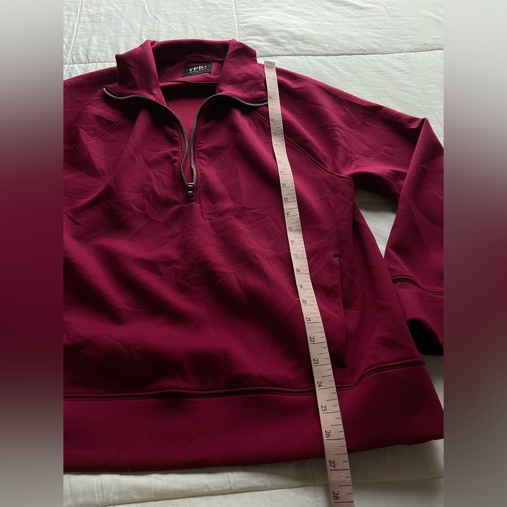 Abercrombie YPB NeoKNIT MAX Half Zip Jacket Maroon Small Oversized Athleisure - Picture 10 of 10